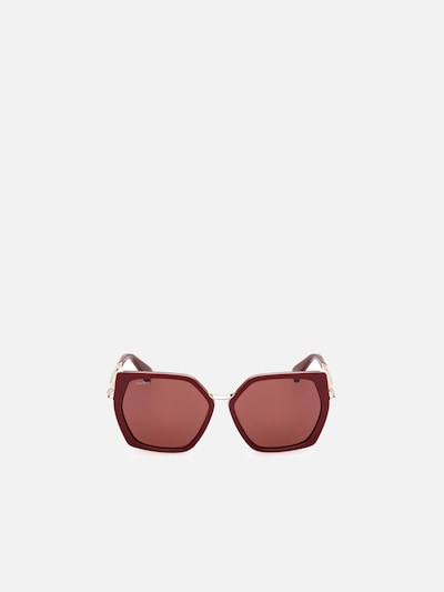 Max Mara Zonnebril 'Maxmara MM0136 Shiny dark green 56/14/140 Women Sunglasses' in 56 in de kleur Rood, Productweergave
