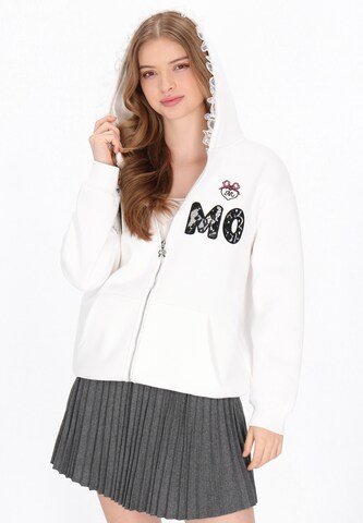 MYMO - Sudadera con cremallera en blanco: frente