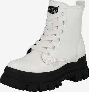 BUFFALO Lace-up bootie 'ASPHA LACEUP HI' in White: front