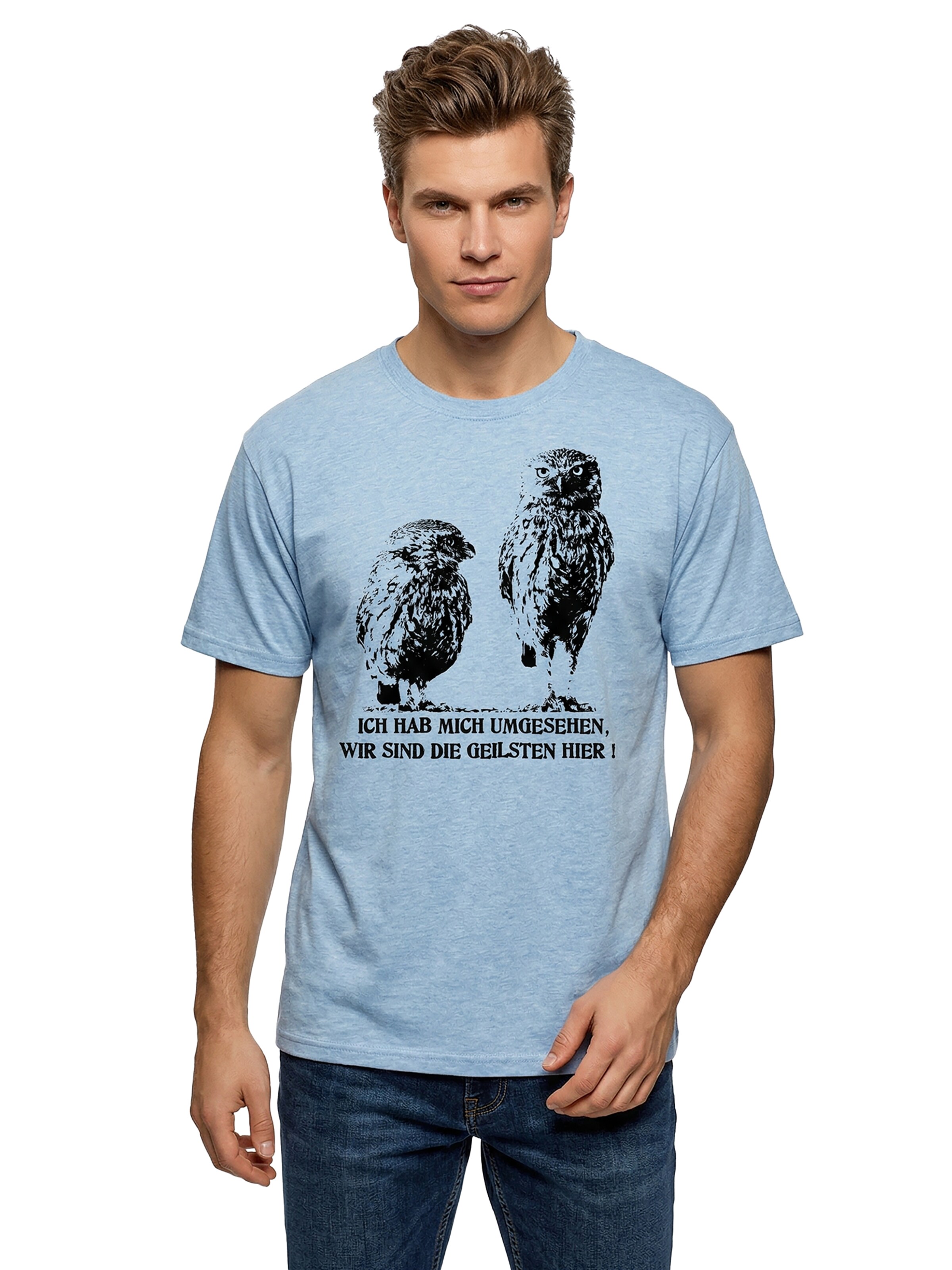 MAKAYA Shirt 'Ich hab mich umgesehen'‌‌‌‌‌ in S in blau, Produktansicht