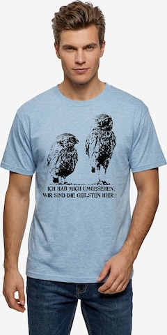 MAKAYA Shirt 'Ich hab mich umgesehen' in Blue: front