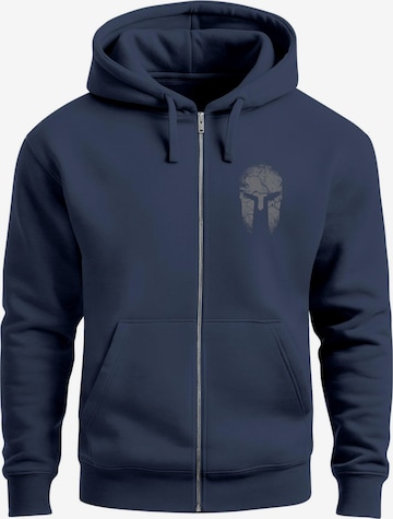 Neverless Sweatjacke 'Sparta Helm' in Blau: Vorderseite