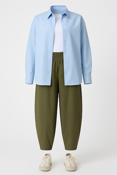 Touche Prive Pantalon en kaki, Vue avec produit
