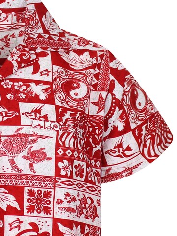 King Kameha Shirt 'Puzzle' in Rot