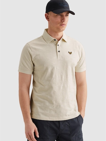 PME Legend T-shirt 'Polo shirt with allover jacquard pattern' i beige: framsida