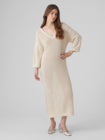 VERO MODA Strikkjole 'MADERA' i beige: forside