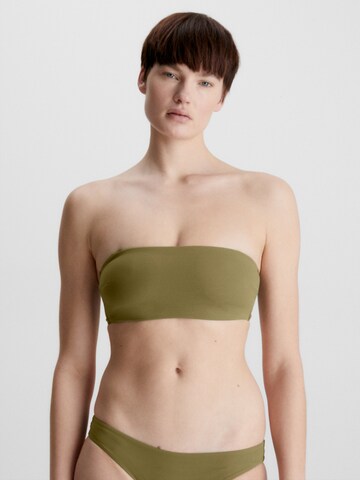 Calvin Klein Swimwear Bandeau Bikinitop in Groen: voorkant