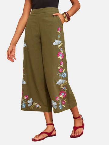 Wide leg Pantaloni di love & roses in verde: frontale
