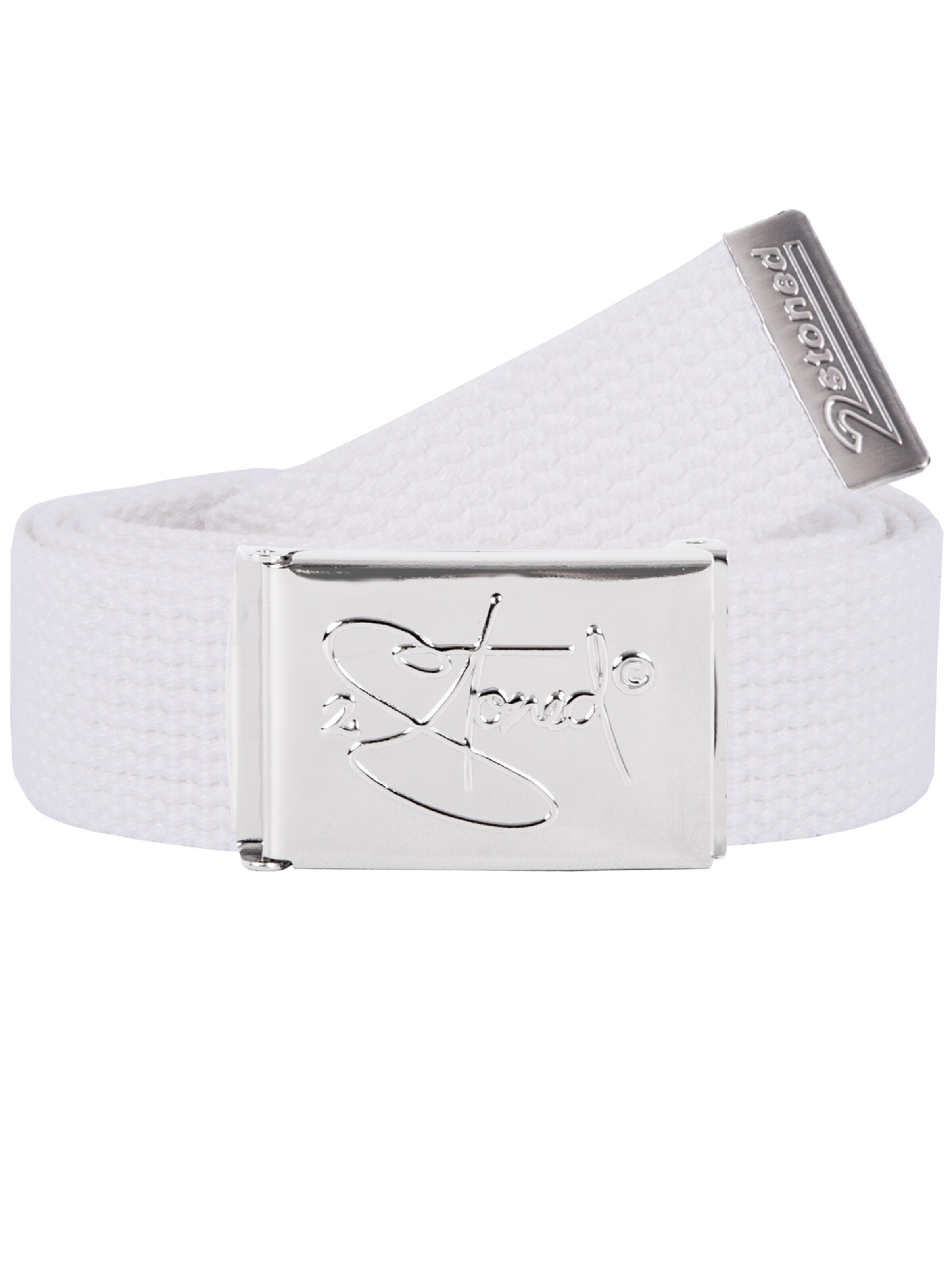 2Stoned Belt 'Small Chrom' in White: front