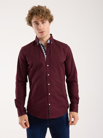 Slim fit Camicia 'Donatello Iconic Poplin Stretch Man Shirt Red' di 7Camicie in rosso: frontale