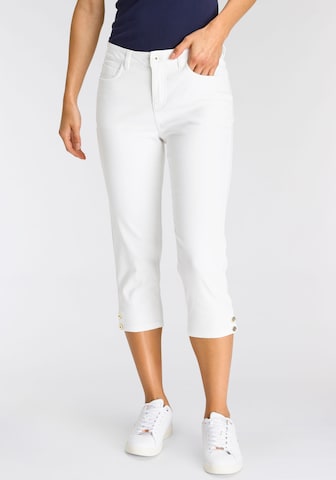 DELMAO Slim fit Pants in White: front