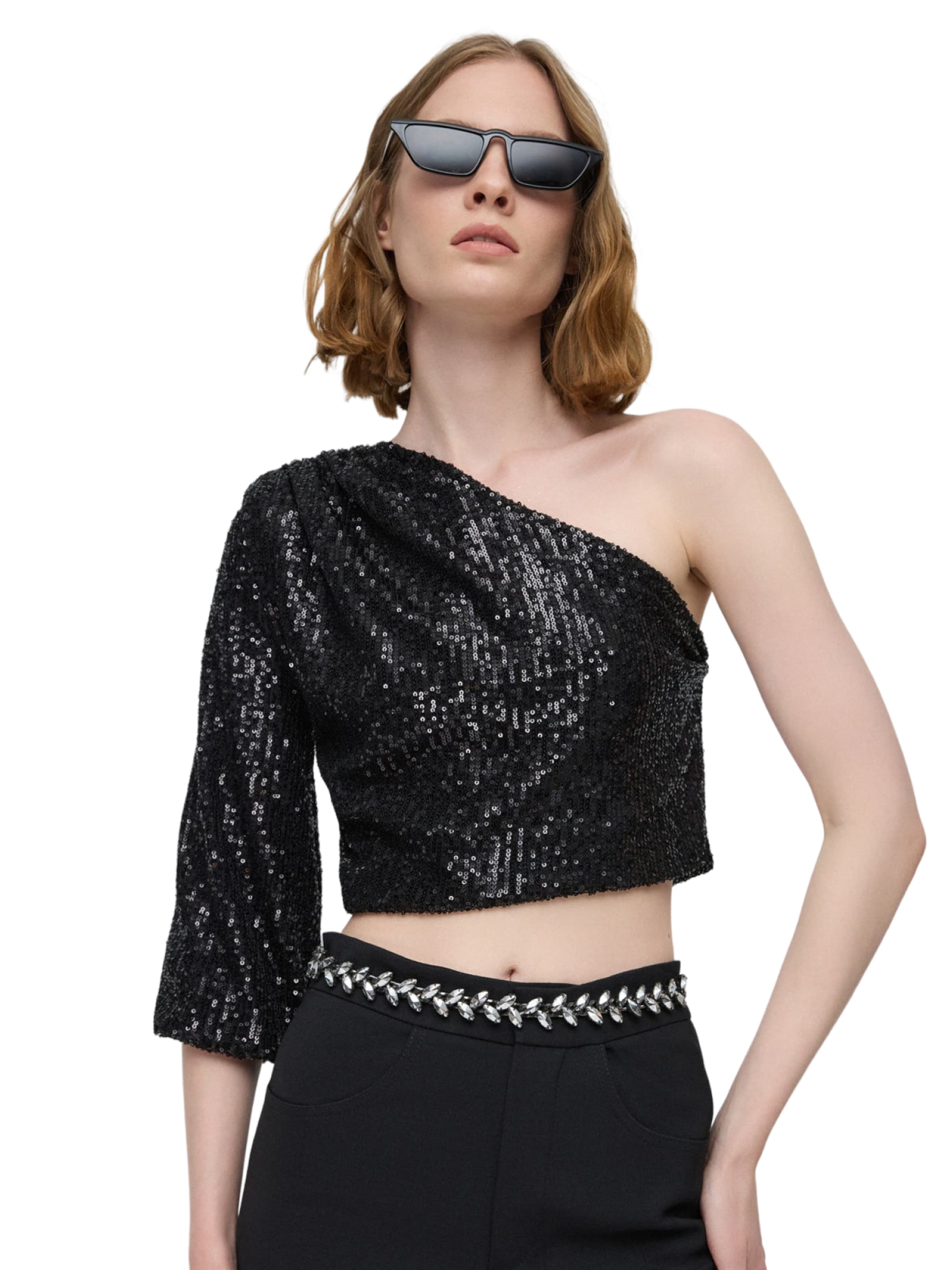 No Matter What Bluse in Schwarz: Vorderseite