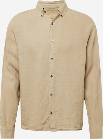 Coupe regular Chemise Abercrombie & Fitch en beige : devant