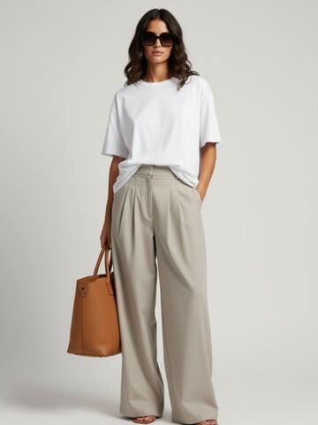 WEARABLE STORIES Wide leg Broek 'Gwyneth' in Beige: voorkant