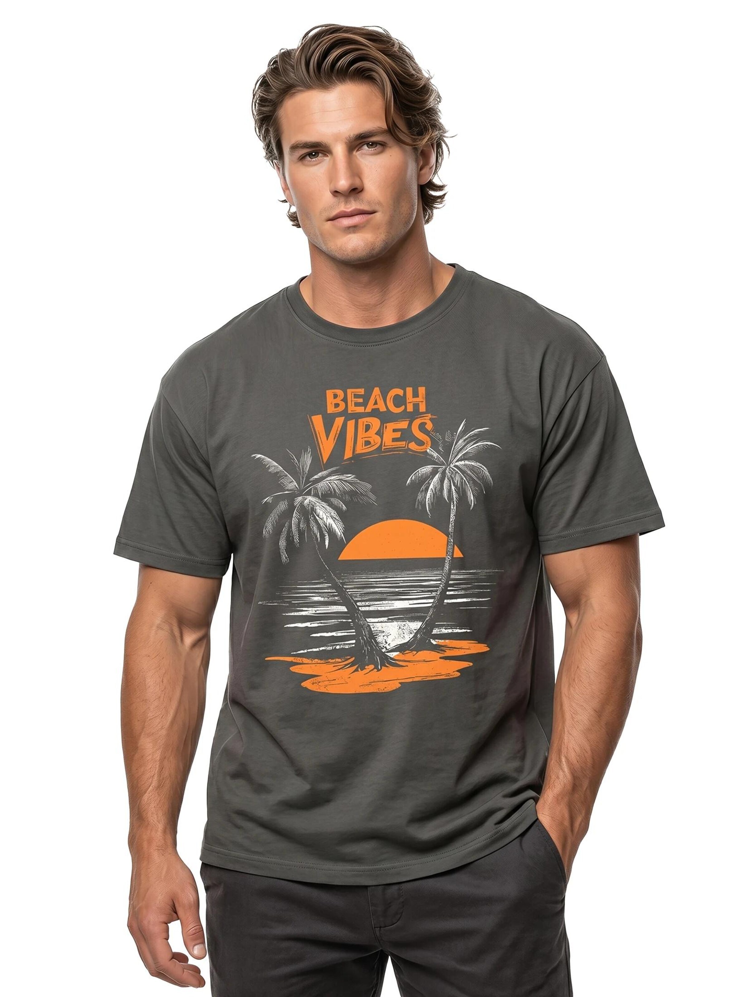 MAKAYA Shirt 'Beach Vibes' in Grey