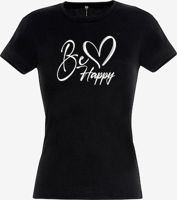 RMK Shirt 'Be Happy' in Schwarz: Vorderseite