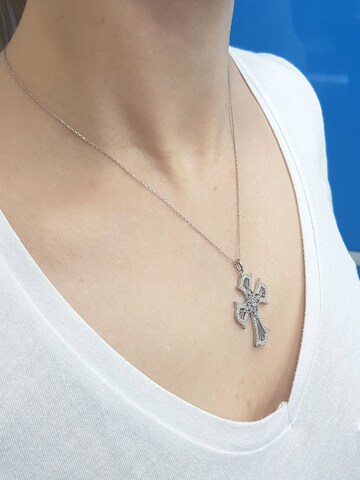 EinStein Diamant Pendant 'Kreuz Diamant Halskette Anhänger mit Kette Collier in Weißgold' in White