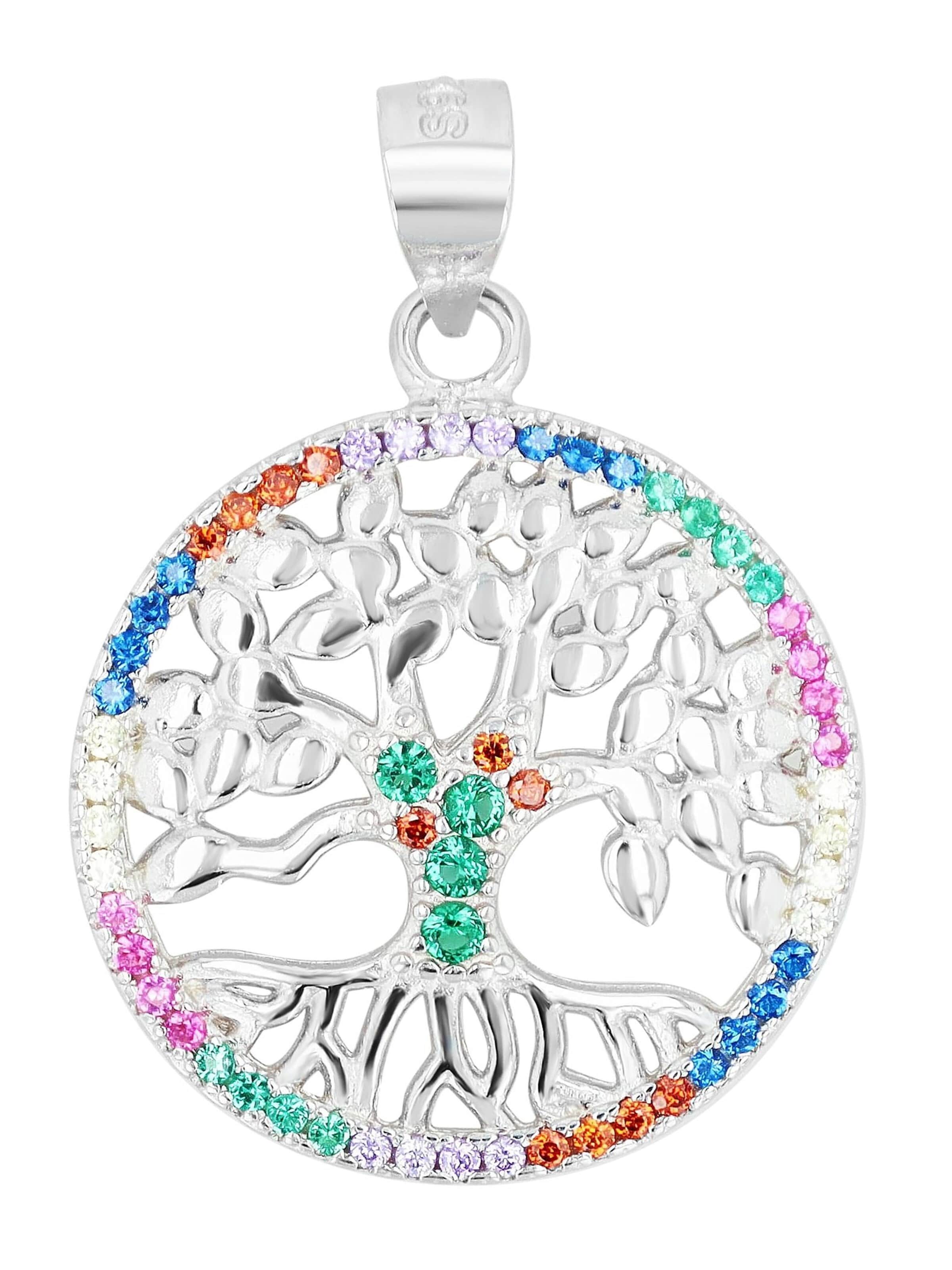 Akzent Pendant '"Yggdrasil" aus 925 Sterlingsilber, rhodiniert, langlebig' in Silver
