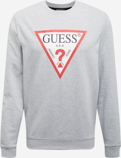 GUESS Sweatshirt 'Audley' in hellgrau / rot / weiß, Produktansicht