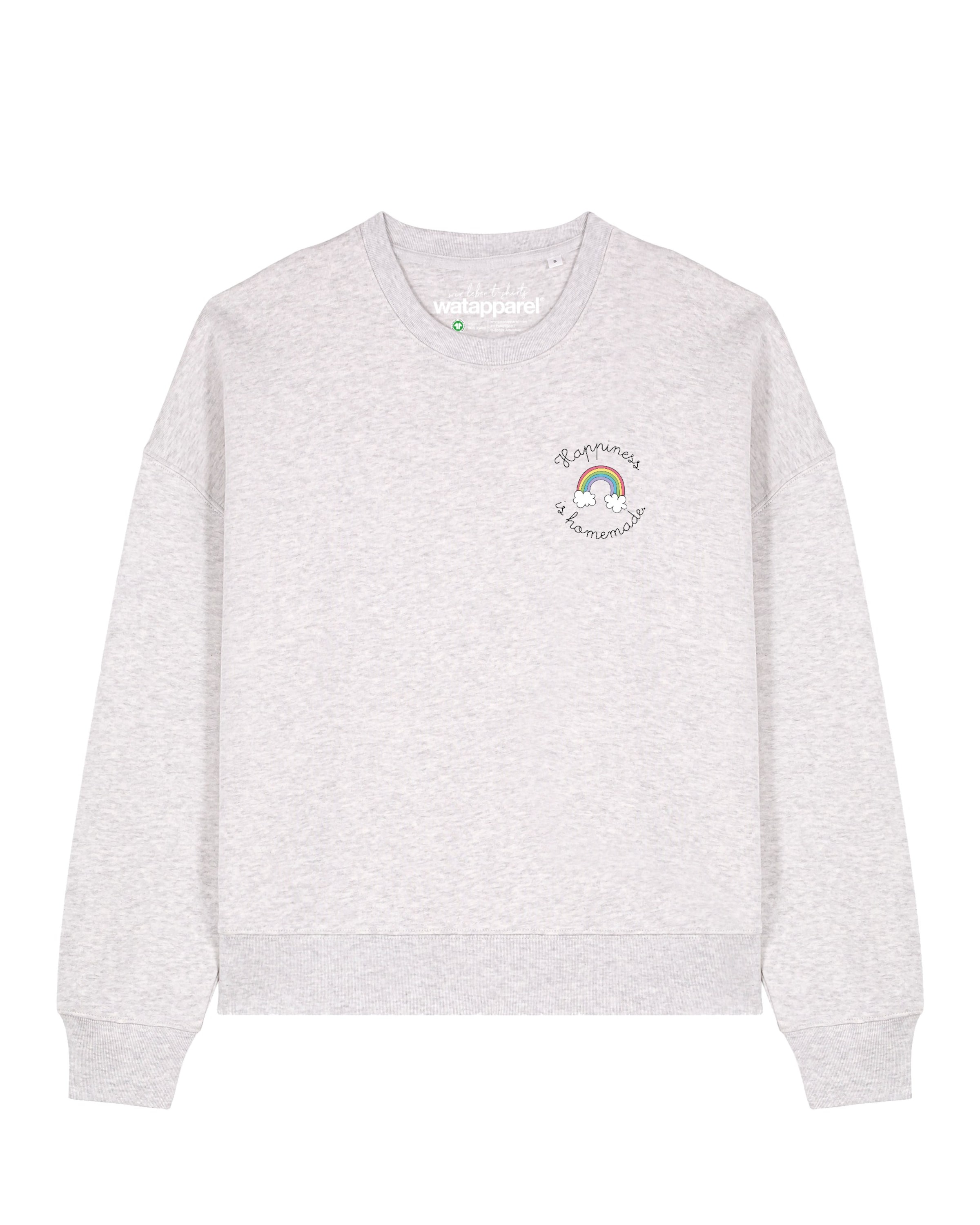 Watapparel Sweatshirt 'Happiness Is Homemade' in Grijs: voorkant
