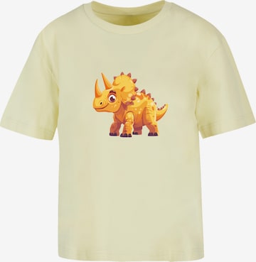 F4NT4STIC T-Shirt 'Süßer Triceratops Dinosaurier' in Gelb: Vorderseite