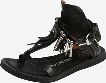 A.S.98 T-Bar Sandals 'Ramos' in Black: front