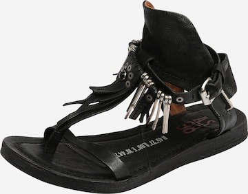 A.S.98 T-bar sandals 'Ramos' in Black: front