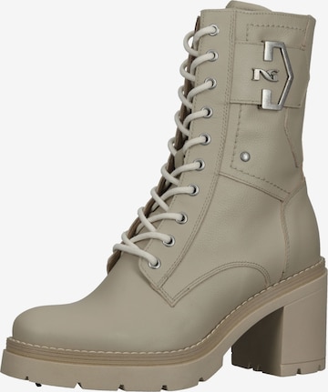 Nero Giardini Lace-Up Ankle Boots in Beige: front