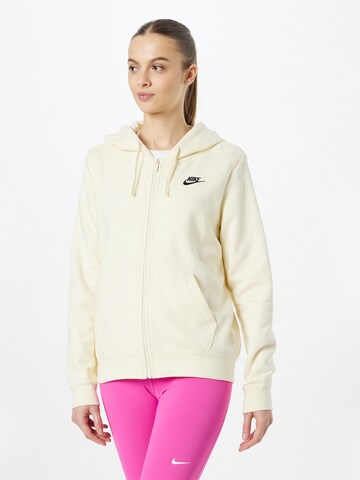 Nike Sportswear - Sudadera con cremallera 'Club Fleece' en blanco: frente