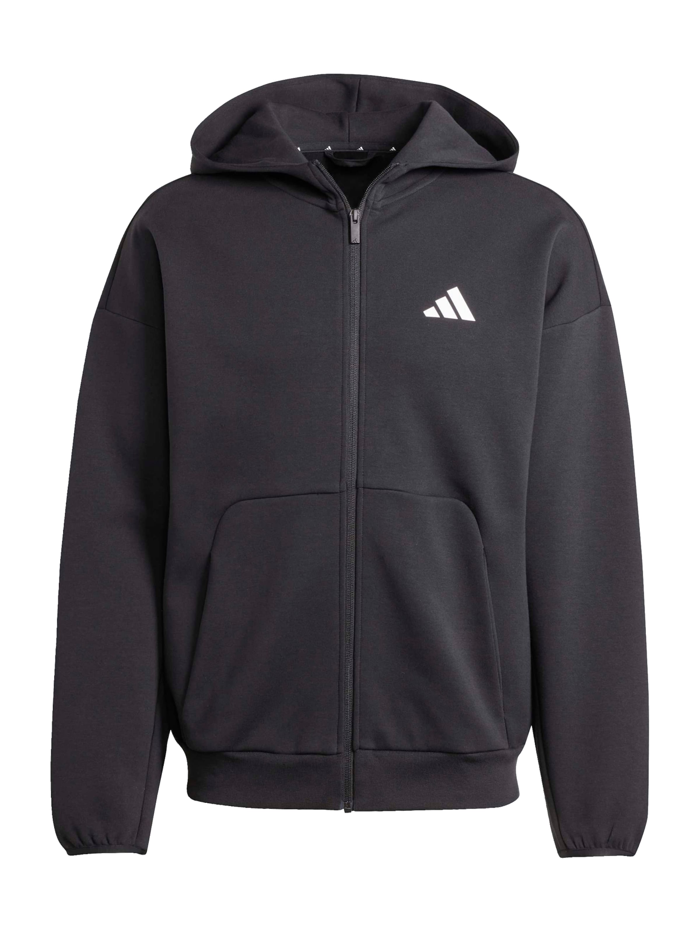ADIDAS SPORTSWEAR - Sudadera con cremallera deportiva en negro: frente