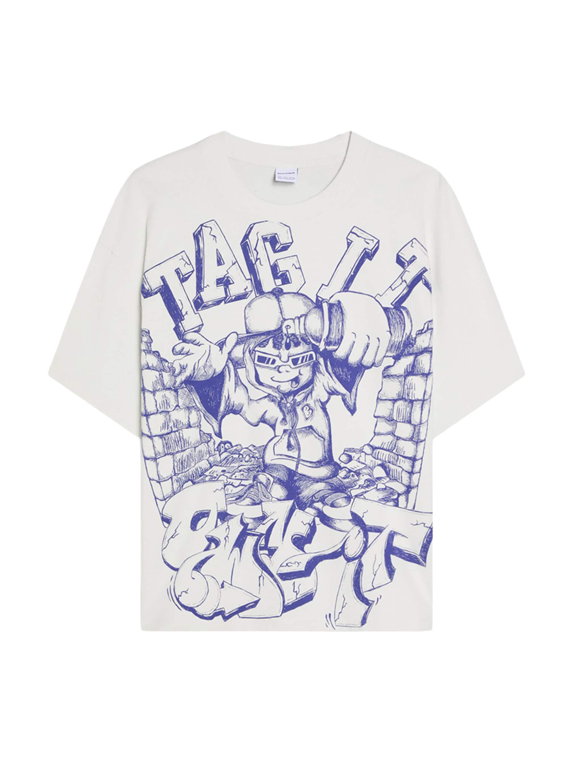 Bershka Paita värissä sininen / valkoinen, Tuotenäkymä