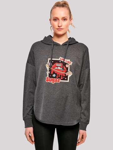 F4NT4STIC Sweatshirt 'Lips Like Sugar Retro Fashion Valentinstag' in Grau: Vorderseite