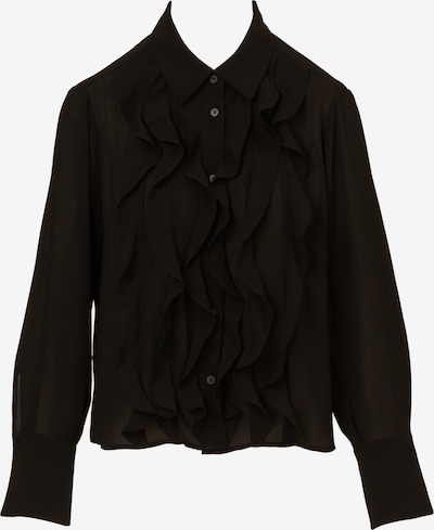 Adrianna Papell Langarmbluse 'Long Sleeve Sheer Ruffle Front Blouse' in schwarz, Produktansicht