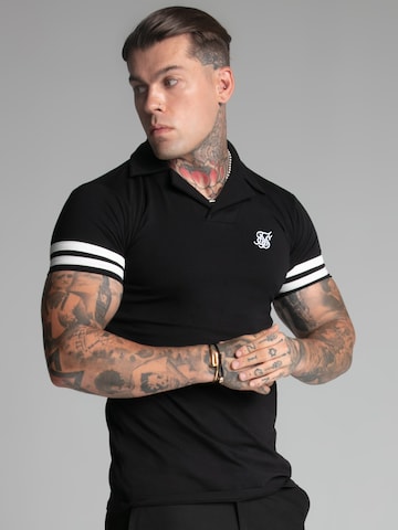 SikSilk Shirt 'Turnier Revere' in Zwart: voorkant