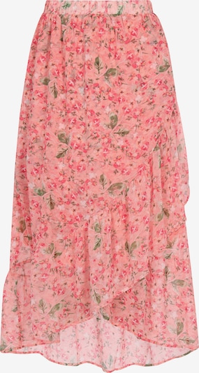 Sijonas iš faina, spalva – žalia / koralų splava / raudona, Prekių apžvalga