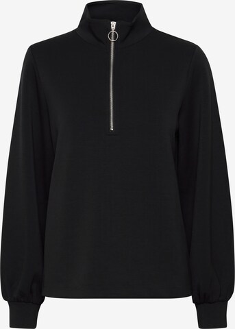 b.young Sweatshirt 'BYPUSTI HALFZIP' in Zwart: voorkant