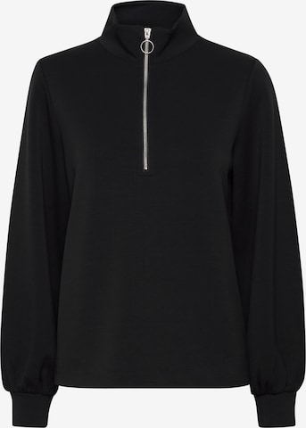 b.young Sweatshirt 'BYPUSTI HALFZIP' in Black: front