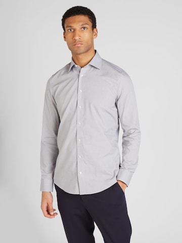 SEIDENSTICKER - Slim Fit Camisa clássica 'Patch3' em cinzento: frente