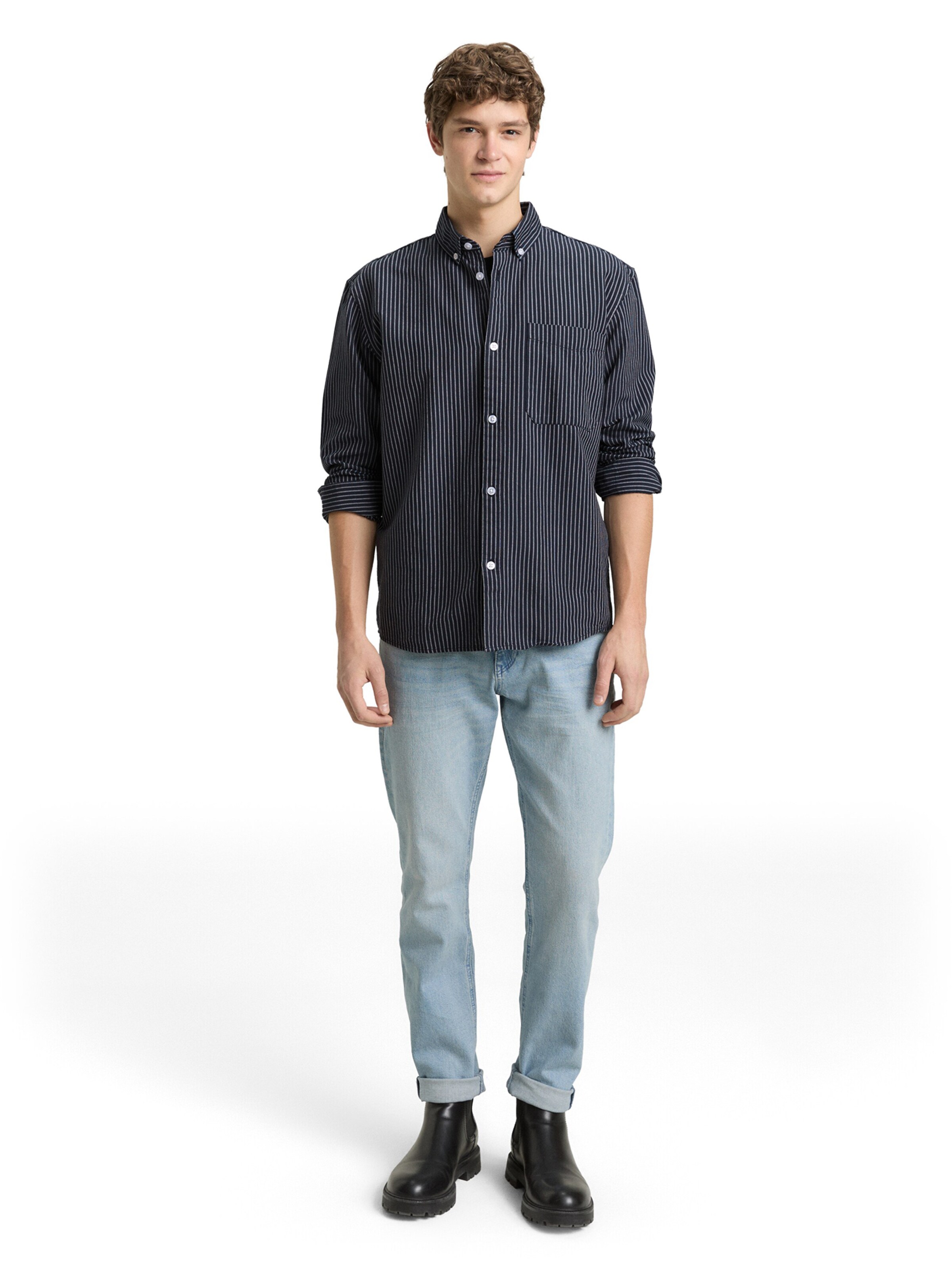 TOM TAILOR DENIM Comfort fit Overhemd in Blauw
