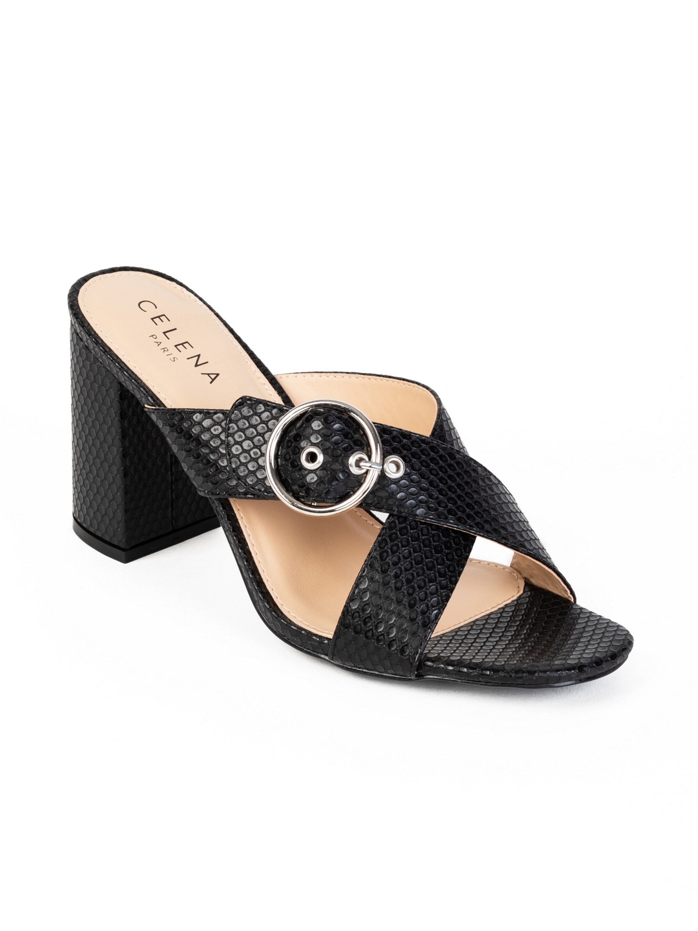 melns Celena Ādas čības 'Chene'