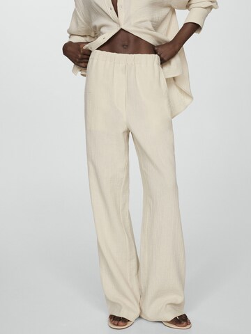 MANGO Wide leg Broek 'GAUZA' in Beige: voorkant