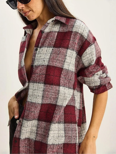 Camicia da donna in S-L Bianco Lucci di colore borgogna / nero / bianco, Visualizzazione prodotti