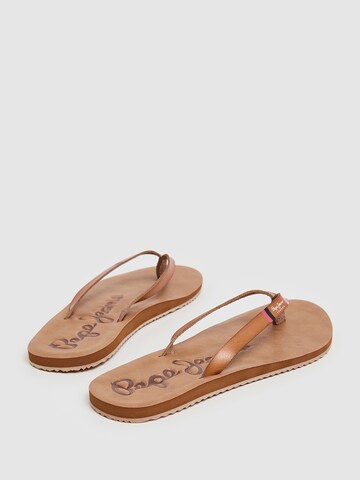 Pepe Jeans T-Bar Sandals ' JAVA PRINT ' in Brown