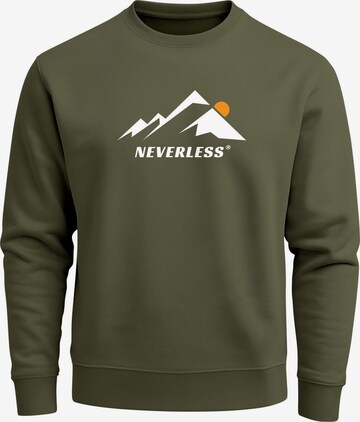 Neverless Sweatshirt 'Minimalistic Mountain' in Grün: Vorderseite