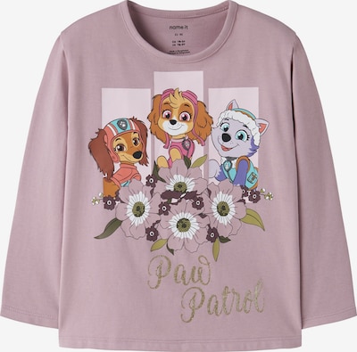 NAME IT Shirt 'NMFOSARA PAW' in 122-128 in Umbra / Dark brown / Mauve / Pink, Item view