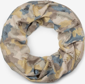 styleBREAKER Schlauchschal 'Destroyed Loop mit Camouflage Muster' in Gelb: Vorderseite