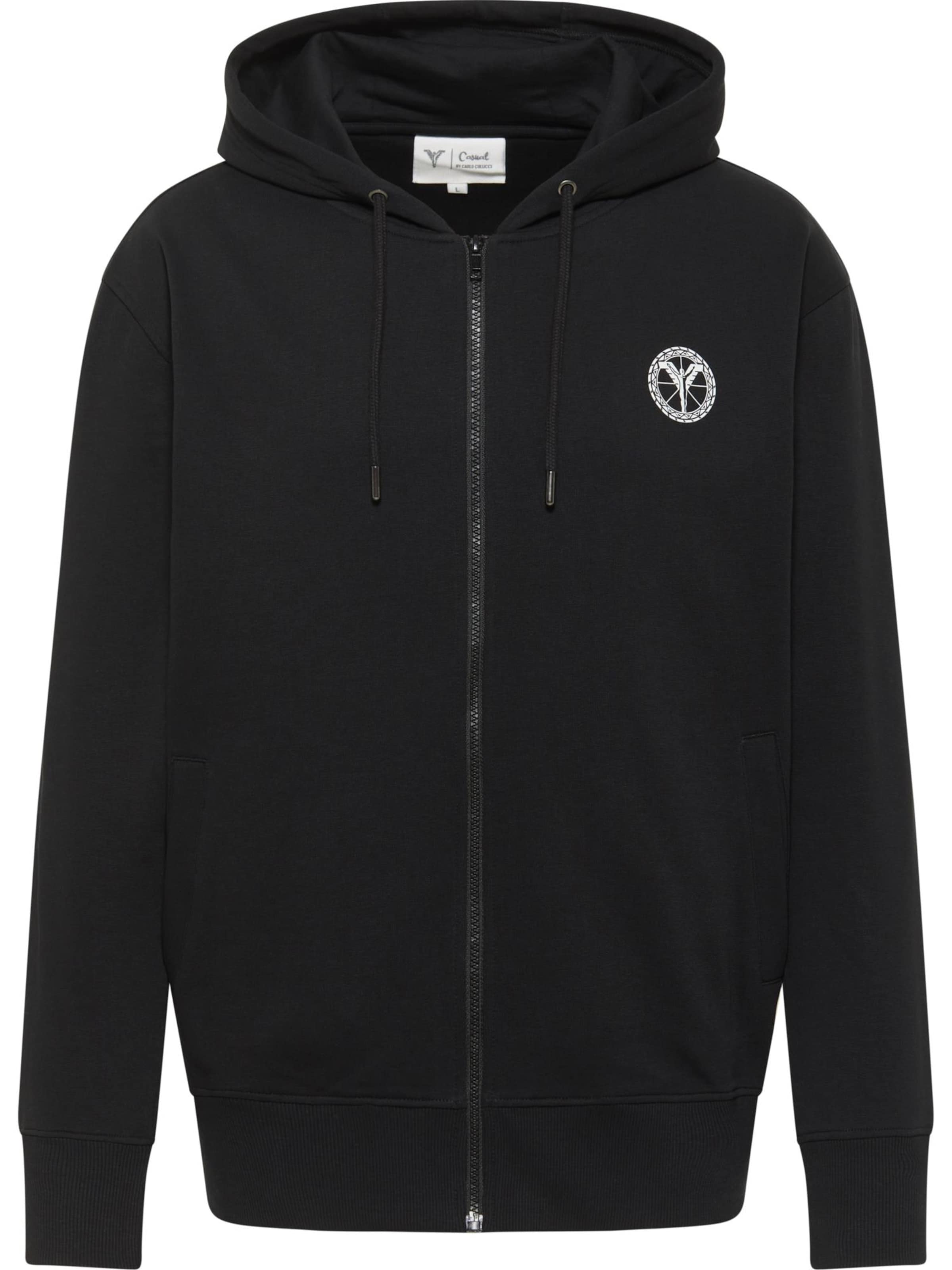 Carlo Colucci Sweatvest ' Dender ' in Zwart: voorkant