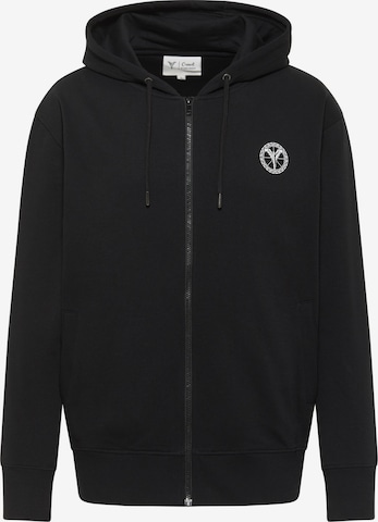 Carlo Colucci Sweatvest ' Dender ' in Zwart: voorkant