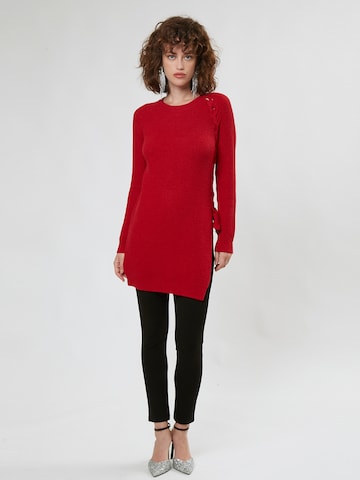 Influencer - Pullover 'Tie up Maxi Pull' em vermelho