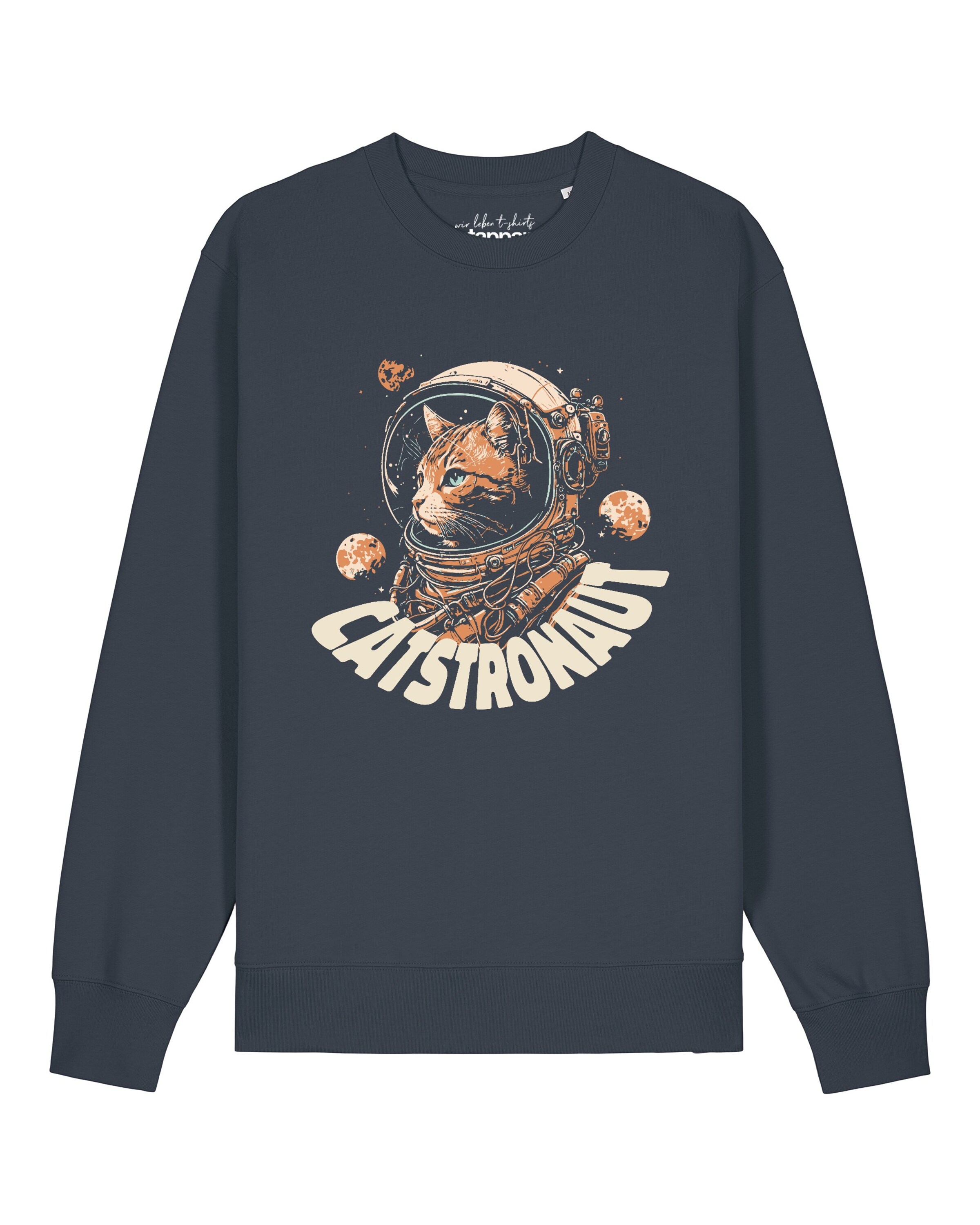 Watapparel Sweatshirt 'Catstronaut' in Grijs: voorkant
